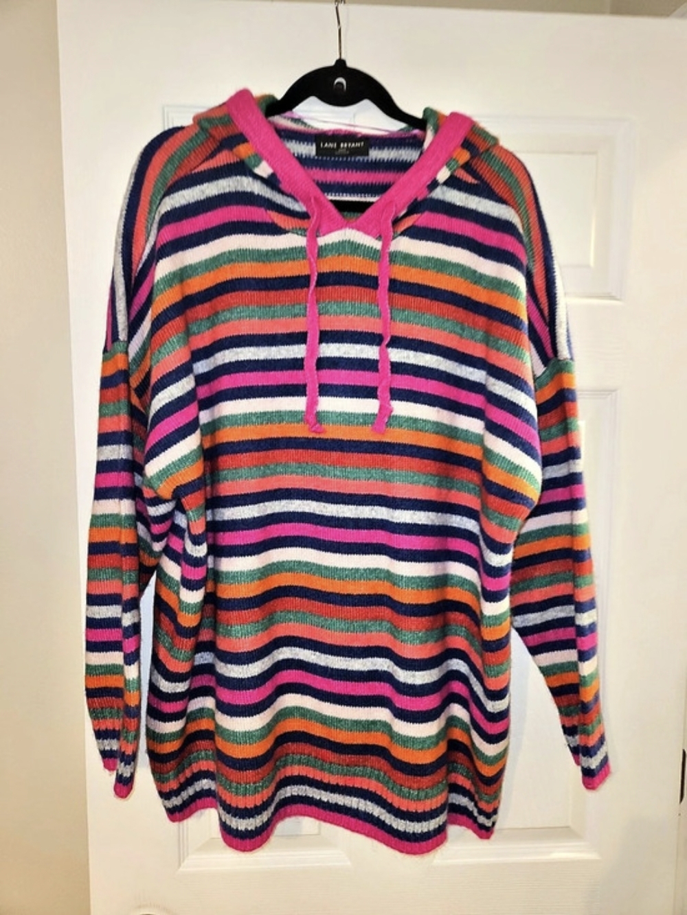 Lane Bryant Striped Hooded Sweater in Multicolor Like New